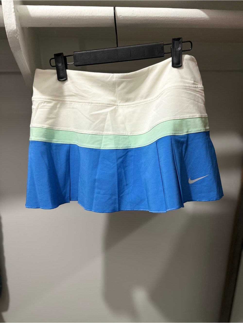 Nike White, Blue & Mint Green Pleated Athletic Skirt